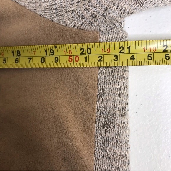 Vintage Rods Western Tan Faux Suede Front Sweater Knit Sleeves Top Women Large - Picture 7 of 10